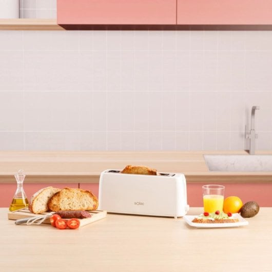 Tostador Solac Buon Giorno 800W Blanco ranura larga 6 niveles autocentrado