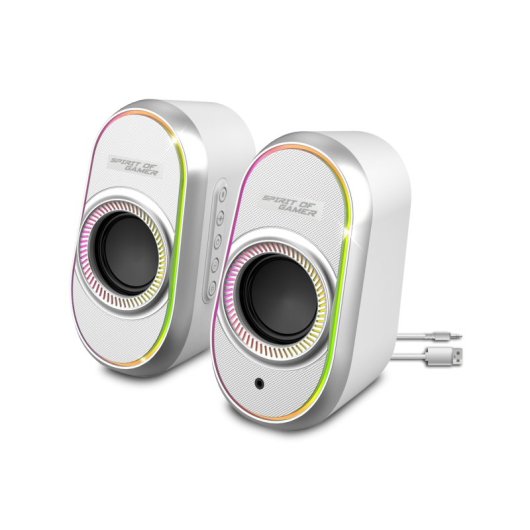 Spirit of Gamer FANATIC 500 ARTIC 2.0 Kabellose/kabelgebundene 3-W-Bluetooth-Lautsprecher mit weißer Hintergrundbeleuchtung