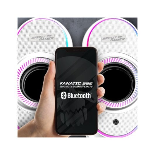 Spirit of Gamer FANATIC 500 ARTIC 2.0 Kabellose/kabelgebundene 3-W-Bluetooth-Lautsprecher mit weißer Hintergrundbeleuchtung