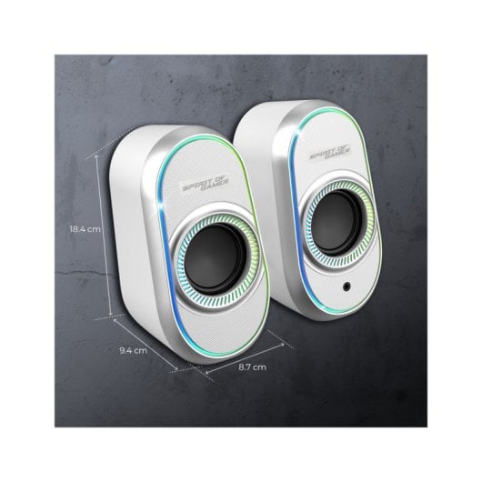 Spirit of Gamer FANATIC 500 ARTIC 2.0 Kabellose/kabelgebundene 3-W-Bluetooth-Lautsprecher mit weißer Hintergrundbeleuchtung