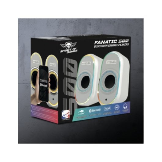 Spirit of Gamer FANATIC 500 ARTIC 2.0 Kabellose/kabelgebundene 3-W-Bluetooth-Lautsprecher mit weißer Hintergrundbeleuchtung