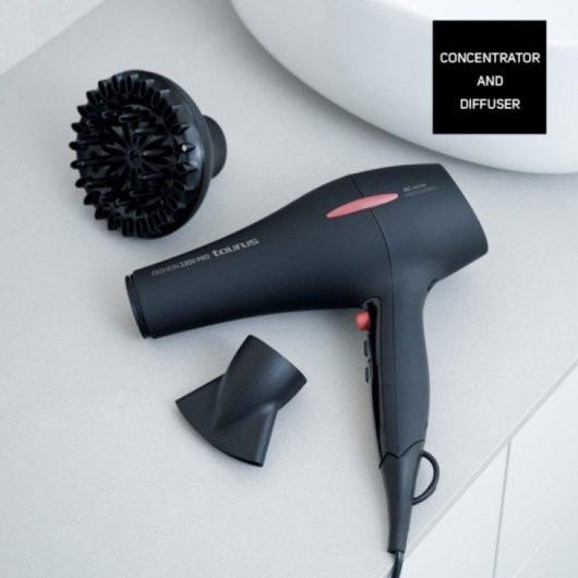 Professioneller Föhn Taurus Fashion 2300 Pro 2200W 3 Temperaturstufen 2 Geschwindigkeiten Schwarz