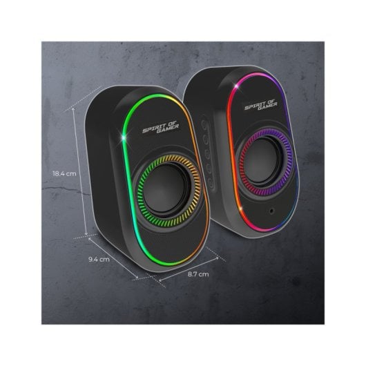 Spirit of Gamer FANATIC 500 DARK Kabellose/kabelgebundene Bluetooth-Lautsprecher, 3 W RMS, Hintergrundbeleuchtung
