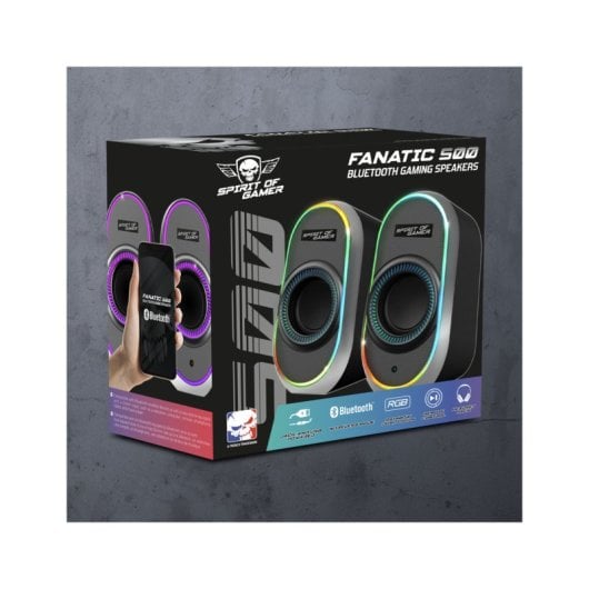 Spirit of Gamer FANATIC 500 DARK Kabellose/kabelgebundene Bluetooth-Lautsprecher, 3 W RMS, Hintergrundbeleuchtung