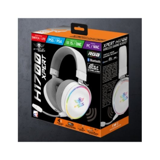 Auscultadores sem fios Spirit of Gamer 2,4 GHz/Bluetooth com cancelamento de ruído e microfone amovível