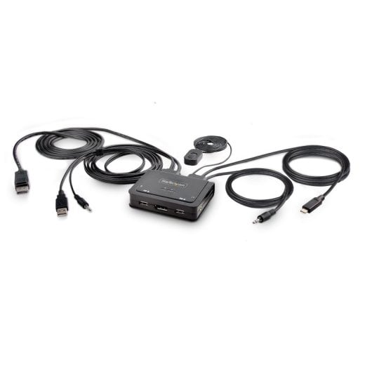 Switch KVM Startech USB-C/USB-A DisplayPort 4K 60Hz 2 Puertos Cables Integrados