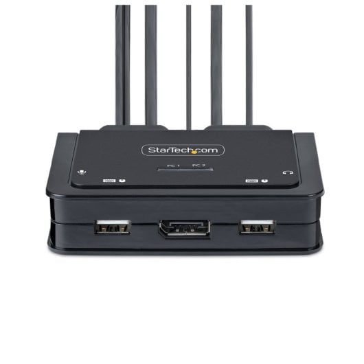KVM StarTech.com USB-C DisplayPort 2 Puertos 4K 60Hz Cables Integrados Audio Teclas Acceso