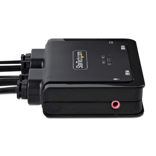 KVM StarTech.com USB-C DisplayPort 2 Puertos 4K 60Hz Cables Integrados Audio Teclas Acceso