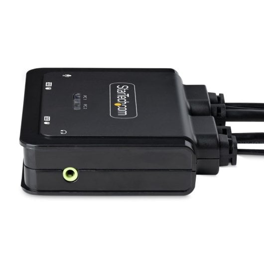 KVM StarTech.com USB-C DisplayPort 2 Puertos 4K 60Hz Cables Integrados Audio Teclas Acceso