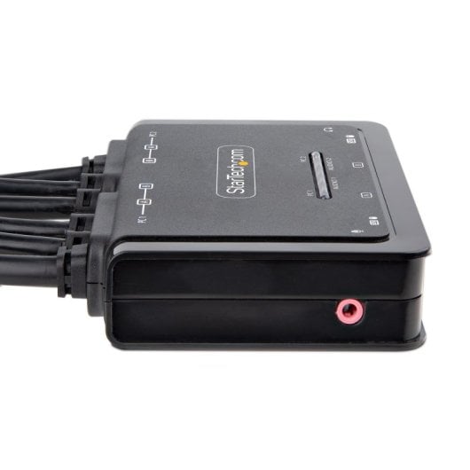 KVM DisplayPort StarTech.com 2 PCs, 2 Monitores 4K 60Hz, USB, Audio, Pulsador Remoto, Cables Integrados