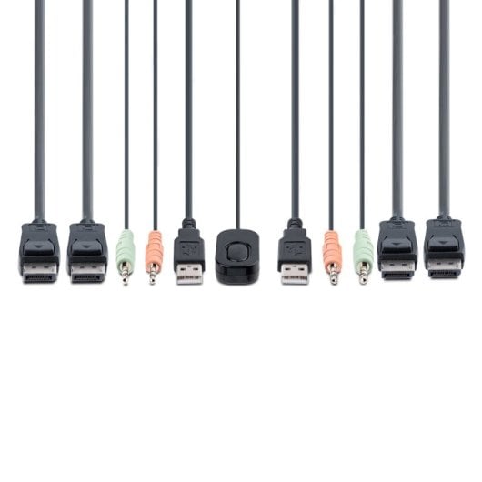 KVM DisplayPort StarTech.com 2 PCs, 2 Monitores 4K 60Hz, USB, Audio, Pulsador Remoto, Cables Integrados