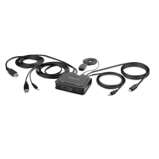 Conmutador KVM StarTech.com HDMI 4K 60Hz USB-A/USB-C Cables Integrados Audio 1,8m