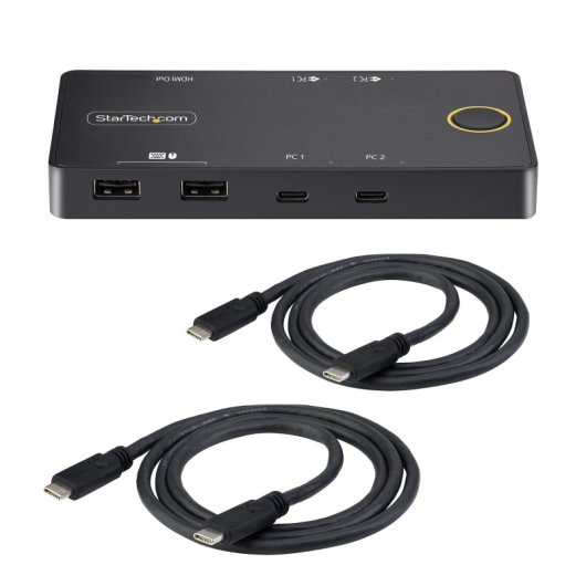 StarTech.com Switch KVM USB-C compacto de 2 portas 4K 60Hz PD 100W