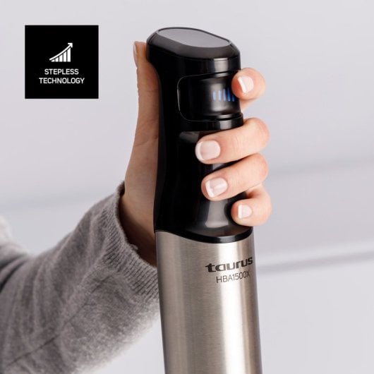 Liquidificador manual Taurus HB1500XE 1500W com lâminas em aço inoxidável, triturador de gelo, ajuste contínuo