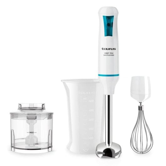 Batidora de inmersión Taurus Robot 750 Easy Plus Inox 750W Azul/Blanco vaso 500ml y picadora