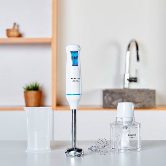 Batidora de inmersión Taurus Robot 750 Easy Plus Inox 750W Azul/Blanco vaso 500ml y picadora