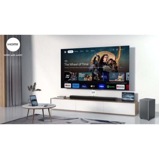 Barra de sonido TCL S55H Bluetooth HDMI ARC 220W Dolby Atmos subwoofer inalámbrico