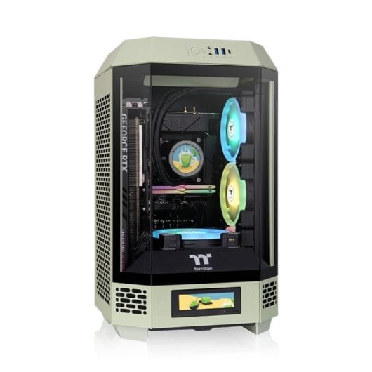 Torre PC Thermaltake The Tower 250 Mini-ITX LCD 2x120mm Verde Matcha Vidrio Templado