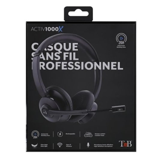 Auriculares TnB inalámbricos Bluetooth 2.4 GHz con base de carga y micrófono boom