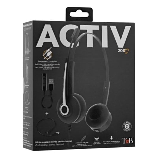 Auriculares T?nB con cable jack 3,5mm + USB-A/C, micrófono flexible y diadema ultraligera