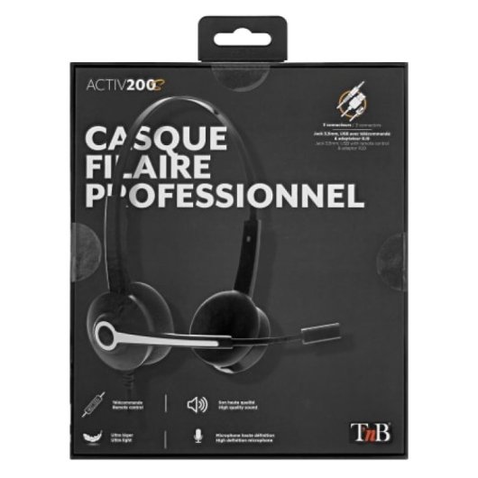 Auriculares T?nB con cable jack 3,5mm + USB-A/C, micrófono flexible y diadema ultraligera
