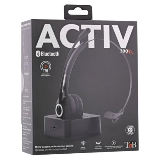 Casque audio mono sans fil Bluetooth T'nB avec station de charge et microphone pliable