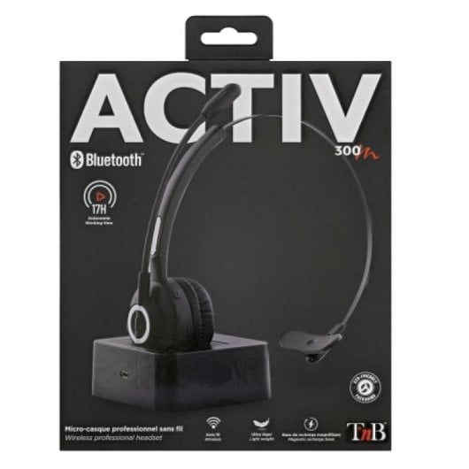 Casque audio mono sans fil Bluetooth T'nB avec station de charge et microphone pliable
