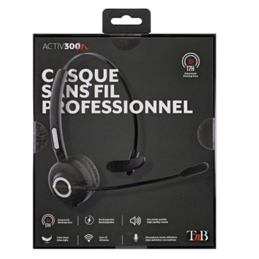 Casque audio mono sans fil Bluetooth T'nB avec station de charge et microphone pliable