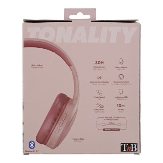 Auriculares T?nB inalámbricos Bluetooth 5.1 plegables con micrófono integrado terracota