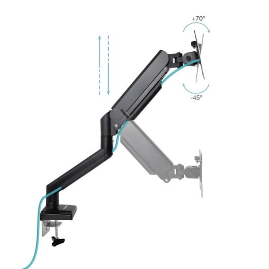TooQ Monitorhalterung Gasfeder Schwarz Edelstahl 13-34″ 10kg 360° Drehung