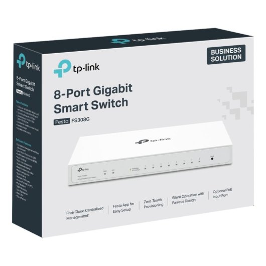 Switch TP-Link 8 Puertos Gigabit Intel, Gestionado, PoE, Sin Ventilador, Blanco