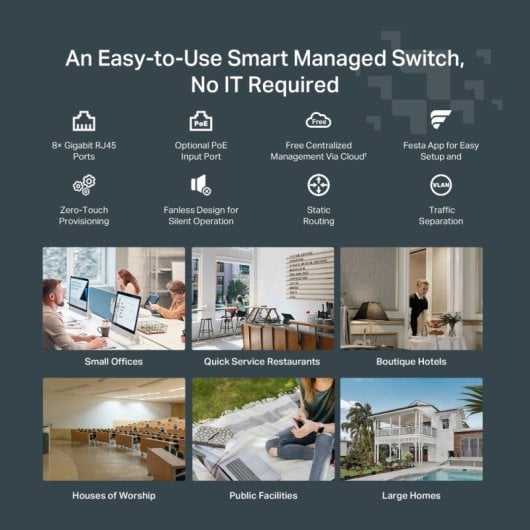 Switch TP-Link 8 Puertos Gigabit Intel, Gestionado, PoE, Sin Ventilador, Blanco