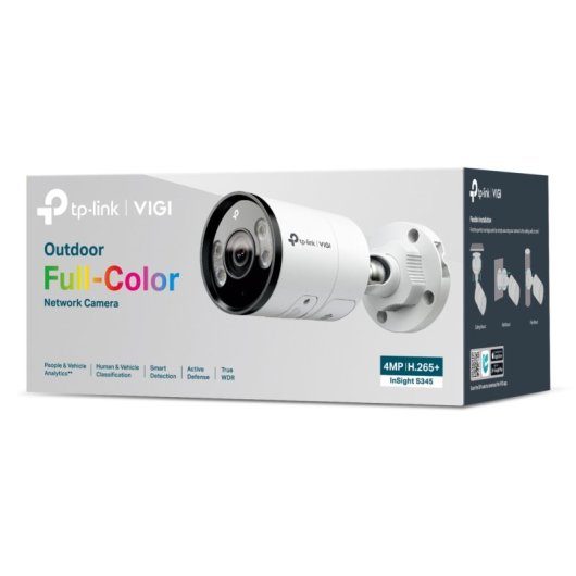 Cámara IP TP-Link VIGI Bullet 4MP Full-Color exterior H.265+ WDR IR MicroSD PoE Audio