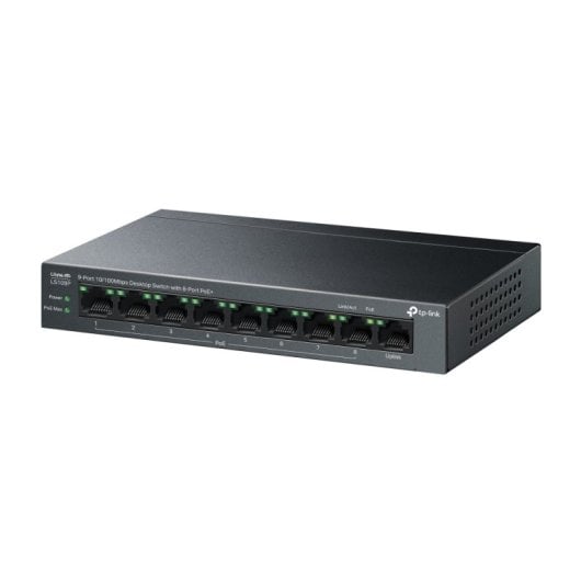 Switch TP-Link 9 Puertos Fast Ethernet 8 PoE+ 73.24W Sin Ventilador QoS Muro