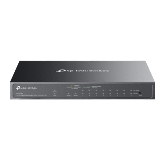 Switch gerenciável Gigabit TP-Link de 10 portas com 8 PoE+, 123 W, SFP na nuvem, sem ventoinha