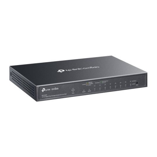Switch gerenciável Gigabit TP-Link de 10 portas com 8 PoE+, 123 W, SFP na nuvem, sem ventoinha