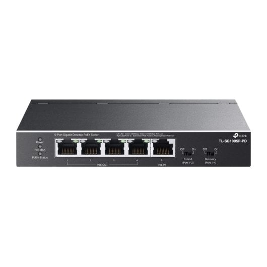Switch TP-Link TL-SG1005P-PD 5 puertos Gigabit PoE+ sin ventilador montaje pared