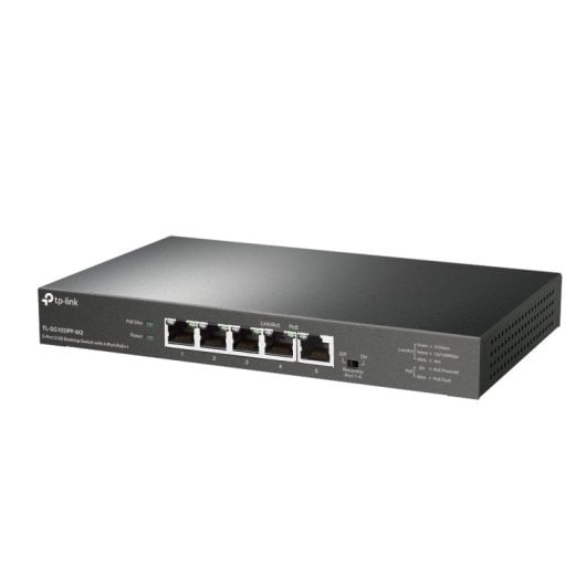 Switch TP-Link 5 Puertos 2.5G PoE++ 123W Sin Ventilador Carcasa Acero Negro