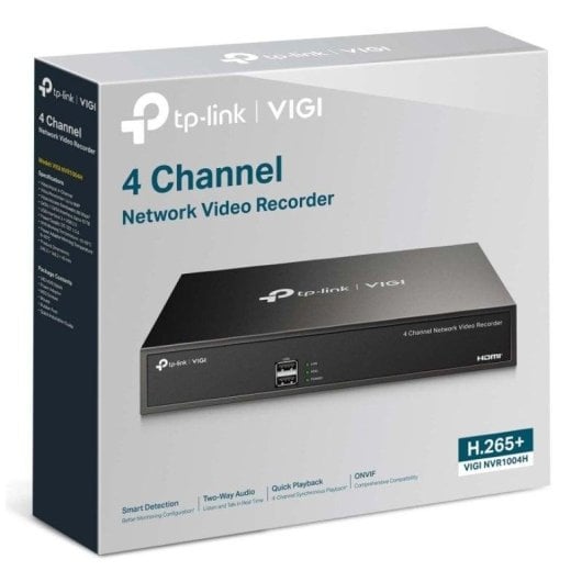 NVR-Recorder für IP-Kamera TP-Link VIGI NVR1004H 4 Kanäle 4K 10TB HDD Ethernet PoE