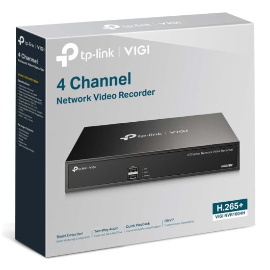 TP-Link VIGI NVR1004H 4-Kanal 4K HDMI SATA NVR-Recorder, bis zu 10 TB, Bewegungserkennung