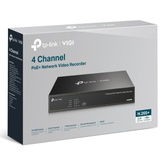 TP-Link VIGI NVR1004H-4P-2TB 4CH 4K PoE 2TB HDMI SATA NVR-Recorder