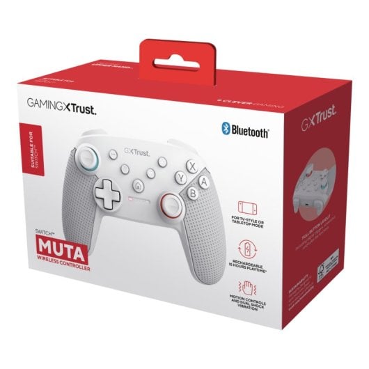 Manette sans fil Trust pour Nintendo Switch avec commandes par mouvements et vibrations, 15 h, blanche