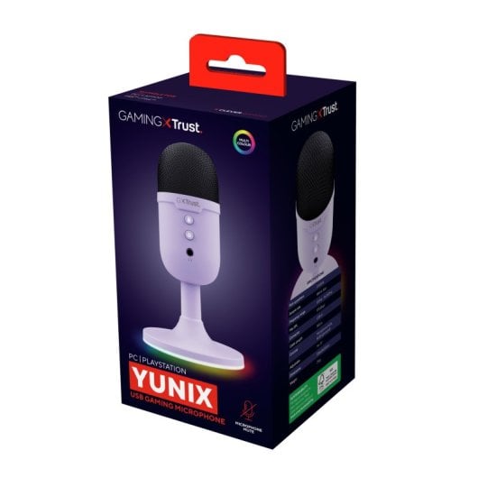 Trust GXT 234 Yunix USB-Nieren-RGB-Mikrofon mit stummen Kopfhörerausgang, Lila