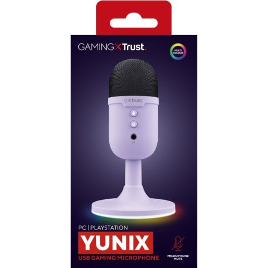 Trust GXT 234 Yunix USB-Nieren-RGB-Mikrofon mit stummen Kopfhörerausgang, Lila