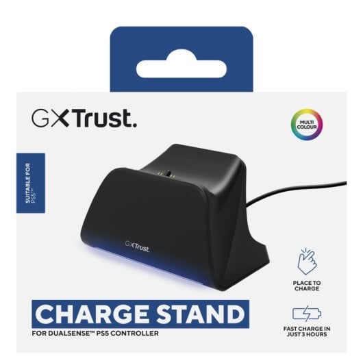 Soporte de carga Trust GXT 255 PS5 LED multicolor antideslizante USB-C DualSense