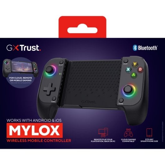 Manette de jeu Bluetooth Trust grise, 18 boutons, 600 mAh, compatible Android et iOS