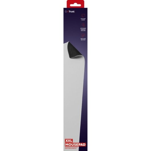 Tapete de Rato Gamer Trust XXL Branco 900x400mm PET Base Antiderrapante Bordas Costuradas