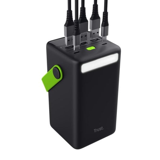 Batería externa Trust Redoh XXL 50000mAh PPS Quick Charge 4 salidas Linterna Negra/Verde