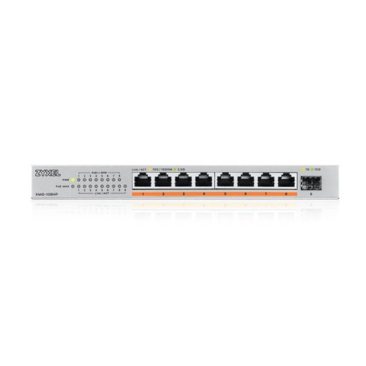 Switch Zyxel 8 Puertos 2.5G RJ-45 + 1 SFP+ PoE++ 100W No Gestionado QoS Jumbo Frame