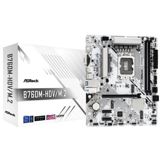 Carte mère ASRock B760, Intel B760M Socket 1700, Micro ATX B760M-HDV/M.2, DDR5, M.2 PCIe 4.0, LAN 2,5 GbE